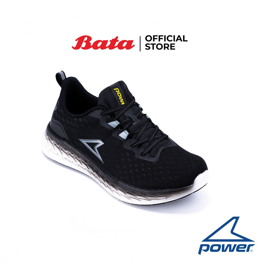 Bata บาจา ยี่ห้อ Power รองเท้าผ้าใบออกกำลังกายวิ่ง แบบผูกเชือก น้ำหนักเบา รองรับน้ำหนักเท้าได้ดี  สำหรับผู้ชาย รุ่น XoRise+500 สีดำ 8186003