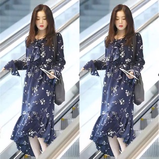 เดรสลายดอกแบบไอรีน Red velvet