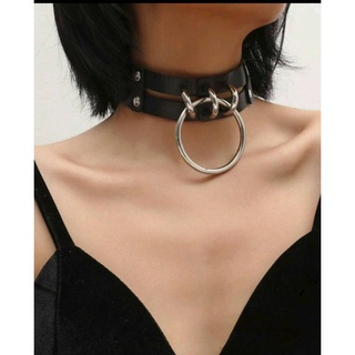 พร้อมส่ง โชคเกอร์ สร้อยคอ choker necklace หนัง แต่งหมุด สร้อยหนัง