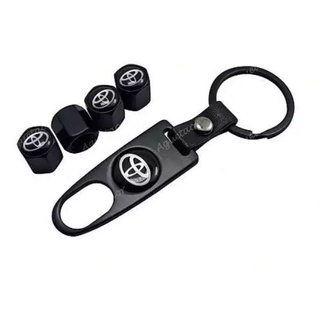 ราคาต่อ 4 ชิ้น จุกลม จุ๊บลม พวงกุญแจ โลโก้ โตโยต้า ดำ tire air cap keychain toyota logo black camry corolla altis vios y