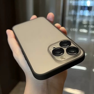 With lens film camera protection matte acrylic hard case เคส compatible for iPhone 14 15 pro max case