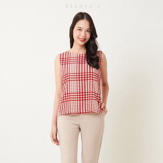 เสื้อคอกลมแขนกุดรุ่น Gingham Tops