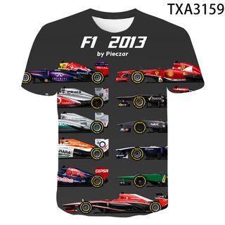 เสื้อยืดแขนสั้น พิมพ์ลายการ์ตูนอนิเมะ Formula 1 แฟชั่นฤดูร้อน สําหรับเด็กผู้ชาย และเด็กผู้หญิง