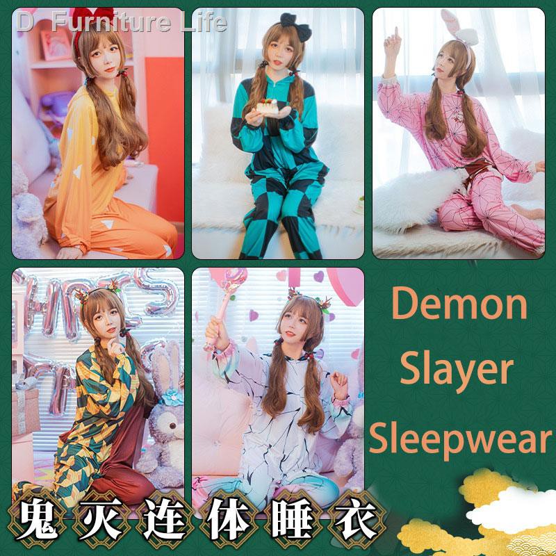 ถ กและด Demon Slayer Pajamas Woman Kimetsu No Yaiba Sleepcoat Tanjirou Nezuko Zenitsu Kochou Shinobu Bathrobe ลดเหล อ 626