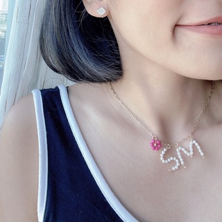 srikate necklace signature alphabet daisy  สร้อยคอ handmade สร้อยคอโซ่สไตส์มินิมอลสีทอง เลือกตัวอักษรและสีดอกไม้เอง