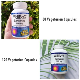 เบอร์แบร์ริน WellBetX Berberine 500 mg 60 or 120 Vegetarian Capsules (Natural Factors®) ควบคุมภาวะเบาหวาน คอเลสเตอรอลสูง