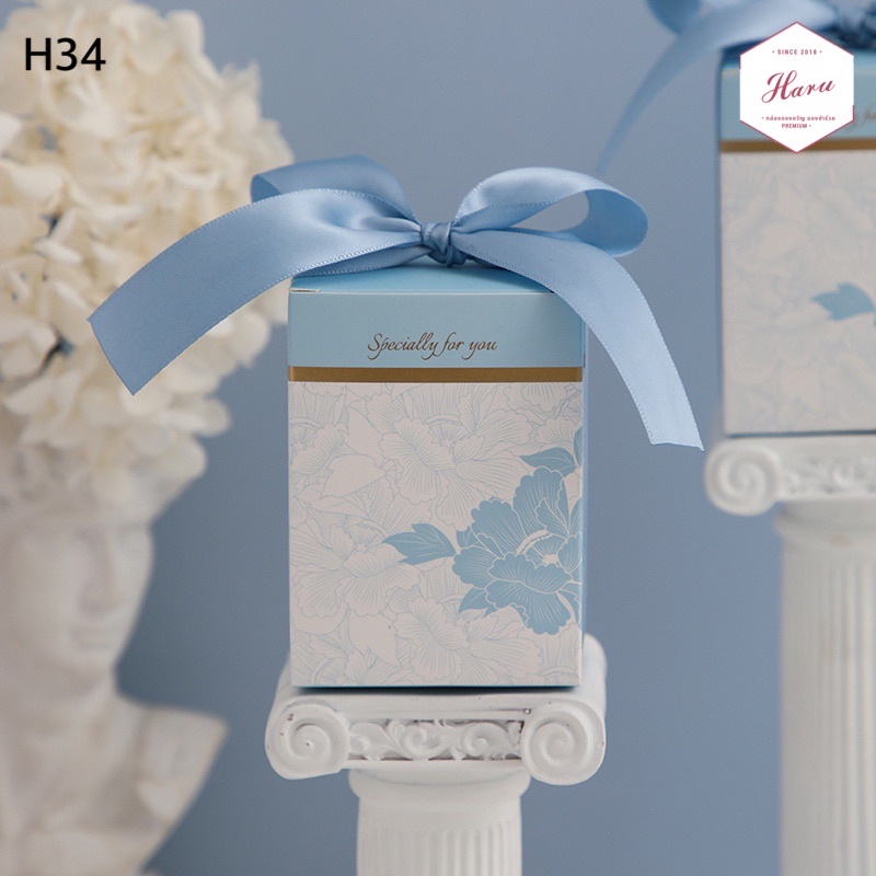 H34 กล่องของขวัญ กล่องขนม กล่องพร้อมโบว์ลายดอกไม้ - รูปที่ 4