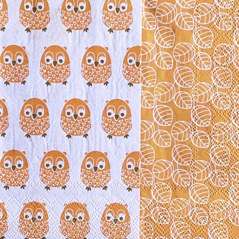 Pladao Napkin ภาพสัตว์ นกฮูก การ์ตูน Little Owls ลาย 2 ด้าน กระดาษ แนพกิ้น สำหรับงานศิลปะ เดคูพาจ de