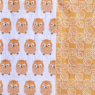 Pladao Napkin ภาพสัตว์ นกฮูก การ์ตูน Little Owls ลาย 2 ด้าน กระดาษ แนพกิ้น สำหรับงานศิลปะ เดคูพาจ decoupage ขนาด L 33x33