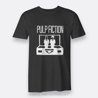 เสื้อตราหานคู่ กระเป๋าเอกสาร 666 Pulp Fiction กระเป๋าเดินทางเสื้อยืดผู้ชายเสื้อยืดสีดําเสื้อยืดผู้ชายพิมพ์เสื้อยืดแขนสั้