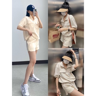 [K-Market] Half-way ZipUp Pocket Sweater Set