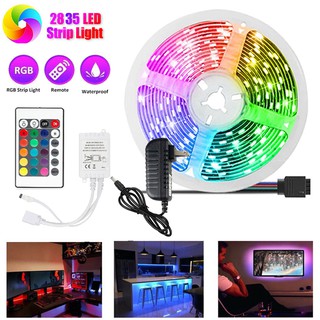 LED Strip ชุดไฟ LED เส้น รุ่น 3528 RGB ชนิดสลับสี พร้อมรีโมทย์ และAdapter 24W 5 เมตร สำหรับใช้เป็นไฟตกแต่งร  anjou