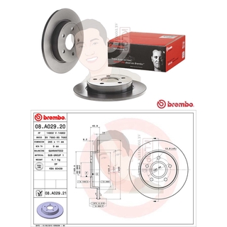 08 A029 21 จานเบรค ล้อ R (ยี่ห้อ BREMBO) รุ่น UV FORD Focus 1.6 1.8 2.0 ปี 2003-2011