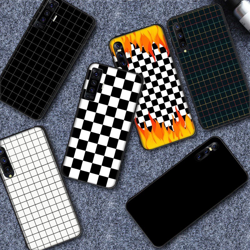 สีดําสีขาวตารางซิลิโคนอ่อนนุ่มสีดําเคสโทรศัพท์สําหรับVIVO V5 V5 Lite V5 Plus V7 V7 Plus V9 V11 V15 V
