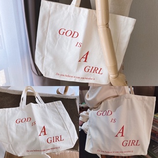 กระเป๋าผ้า God is a girl ใบใหญ่