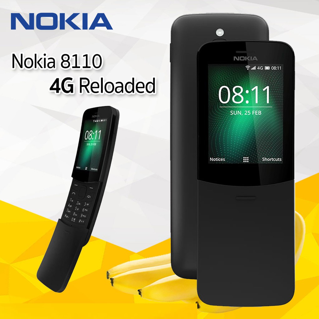 Nokia 8110 (4G) 2.4นิ้ว โทรศัพท์ปุ่มกดสไลด์ ใหม่ล่าสุด 2018 ของแท้100% รับประกันศูนย์ 1 ปี