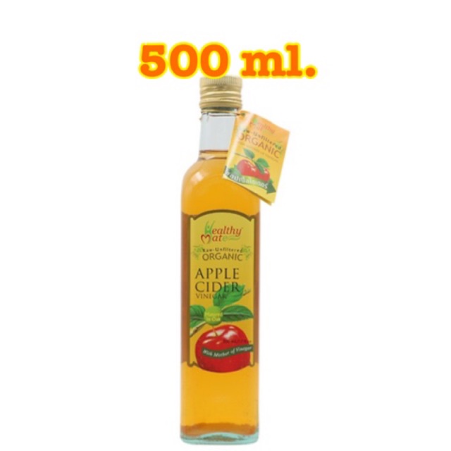 [พร้อมส่ง]Apple Cider Vinegar , Happy mate 500 ml,HappyMate น้ำส้มสายชูหมักจากแอปเปิ้ลออร์แกนิค 500 ml