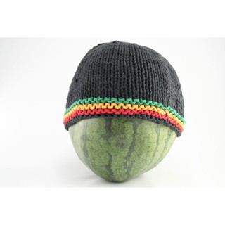 สินค้าราสต้า Beanie Black Short Forehead Stripes Green Yellow Red Black หมวกนิตตี้งราสต้าแบบสั้น RASTA