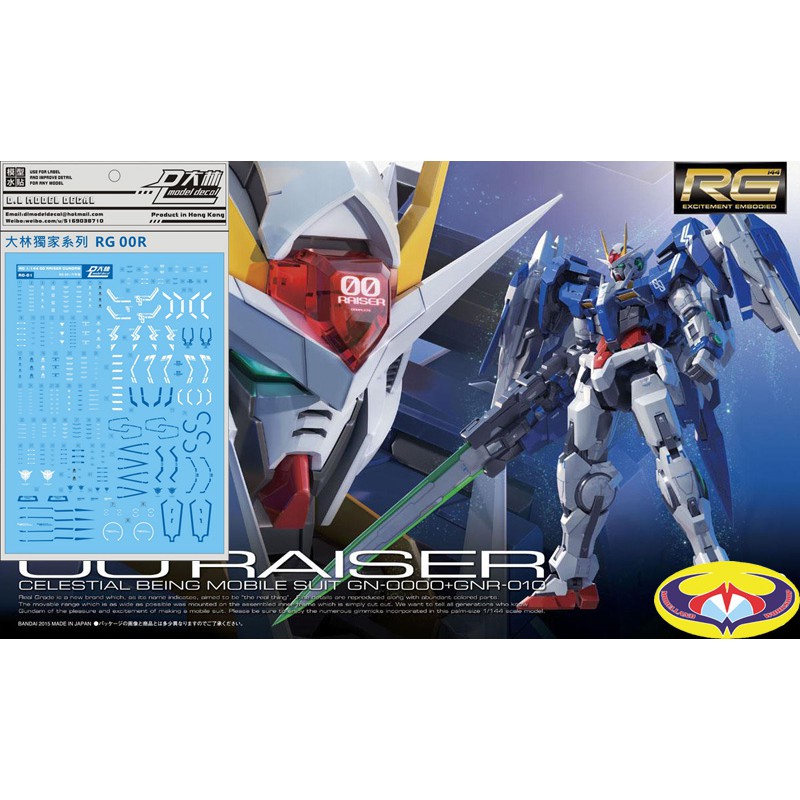 DALIN WATER DECAL RG01 สําหรับ RG GUNDAM 00 RAISER