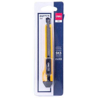 Deli 2031 Cutter คัตเตอร์สำนักงานขนาด 13 ใบมีด รางเหล็ก มีช่องเก็บใบมีดสำรอง ระบบล๊อกออโต้ คัตเตอร์ อุปกรณ์สำนักงาน