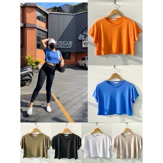 มาเพิ่ม!!พร้อมส่งเสื้อคอบสลาฟคอกลม/คอวี crop top