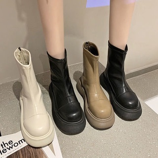 👢รองเท้าผู้หญิง รองเท้าแฟชั่นผู้หญิง  รองเท้าบูทสั้น รองเท้าบูทมาร์ติน พื้นหนา 35-42