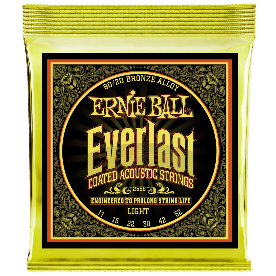 ERNIE BALL® Everlast สายกีตาร์โปร่ง เบอร์ 11 (P02558) แบบเคลือบ 80/20 Bronze รุ่น Everlast Coated (Light .011 - .052)
