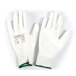 ถุงมือถัก ไซส์M สีขาว ไมโครเท็กซ์ Knitted gloves, size M, white microtex