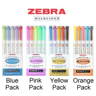 Original Zebra Mildliner ไฮไลท์ 100% แบบสองด้าน 5 สี