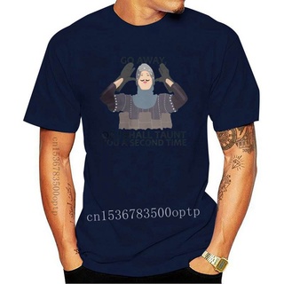 คอตต้อนคอกลมเสื้อยืดลําลอง แขนสั้น พิมพ์ลาย Amazing Monty Python French Knight Go Away s s Holy Grail King Arthur เข้ากั