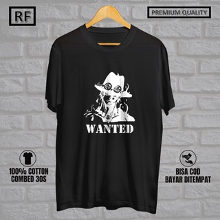 เสื้อยืดผ้าฝ้ายพรีเมี่ยม เสื้อยืด พิมพ์ลายอนิเมะ One PIECE PORTGAS D ACE WANTED พรีเมี่ยม สไตล์ญี่ปุ่น สําหรับผู้ชาย และ