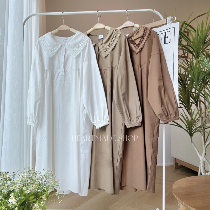 (รหัส28)ELLACE MINIDRESS (มินิเดรสคอปกลูกไม้กระดุมหน้า) - heartmade ...