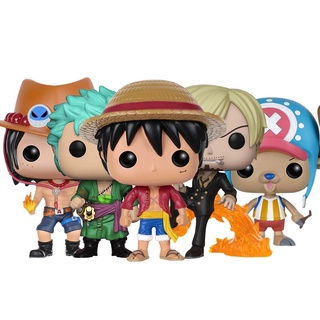 ตุ๊กตาฟิกเกอร์ไวนิล Funko Pop Anime One Piece Luffy Ace Zoro Nami Chopper Franky Law Hancock ของเล่นสําหรับเด็ก