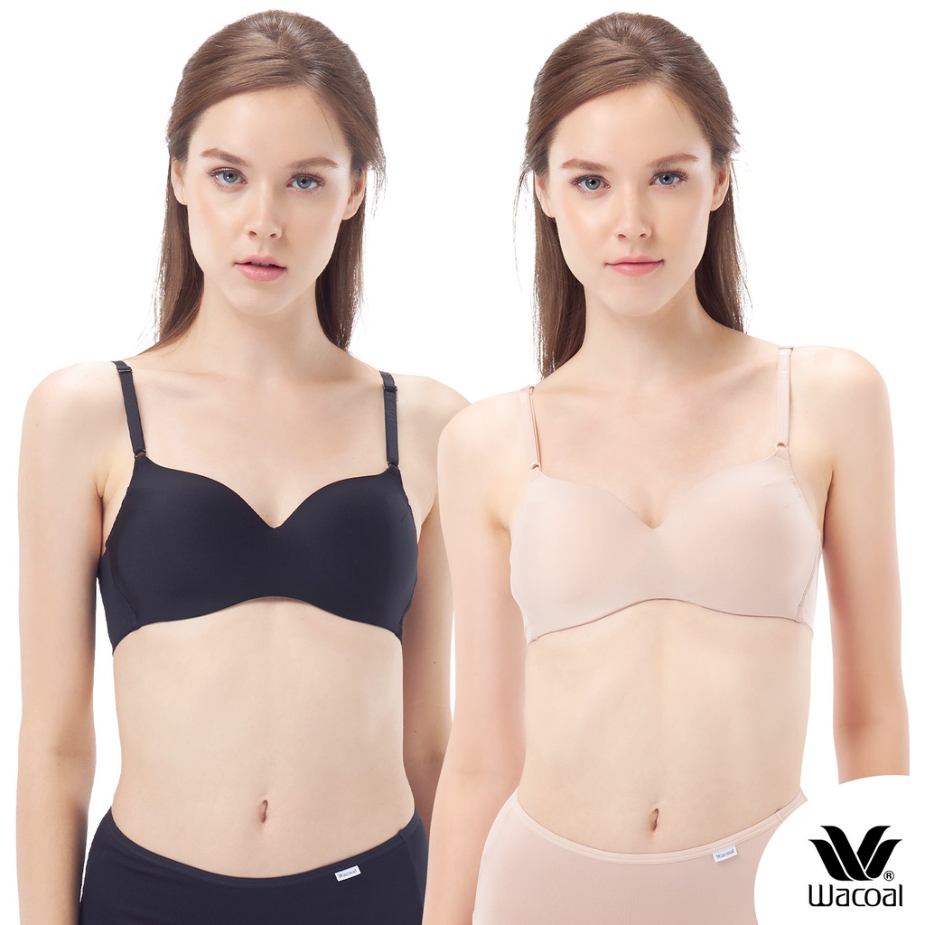 Wacoal Surprise Comfort Bra เสื้อชั้นในไร้โครง เซ็ท 2 ชิ้น รุ่น WB3X96 สีเบจ-สีดำ (BE-BL)