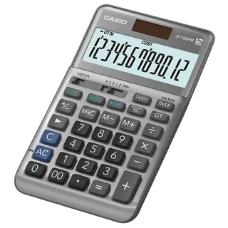Casio Calculator เครื่องคิดเลข คาสิโอ รุ่น JF-120FM แบบตั้งโต๊ะ ดีไซน์โค้งมน 12 หลัก สีเทา
