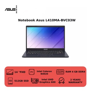 ลดราคา!! Notebook ASUS L410MA-BVC03W(14.0"HD/IntelCeleronN4020/Ram4GB/512GB/Intel UHDGraphics600/W11H/ประกัน2ปี โน๊ตบุ๊ค