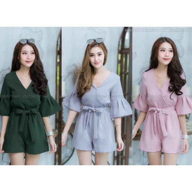 จั๊มสูท แขนยาวศอกแต่งระบาย ขายส่ง ราคาส่ง ราคาถูก เดรส นำเข้า ลดราคา รีวิว ชุด สินค้าขายดี jumpsuit569