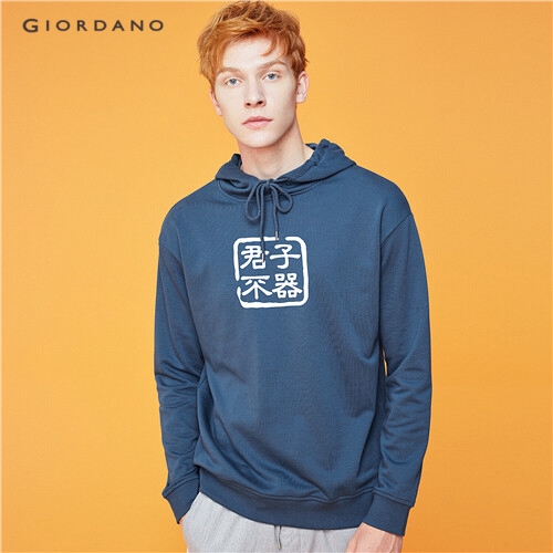 GIORDANO MEN Printed graphic crewneck long-sleeve hoodie 91099611