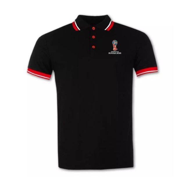 เสื้อโปโลลิขสิทธิ์ฟุตบอลโลก FIFA World Cup Russia 2018 สีดำ