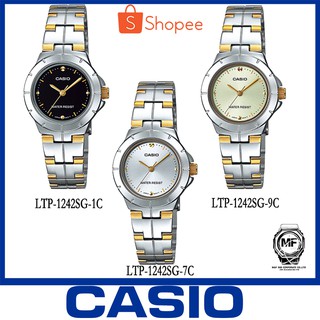 Casio นาฬิกาข้อมือผู้หญิง สายสแตนเลส รุ่น LTP-1242SG LTP-1242SG-1C หน้าดำ LTP-1242SG-7C หน้าขาว LTP-1242SG-9C หน้าทอง