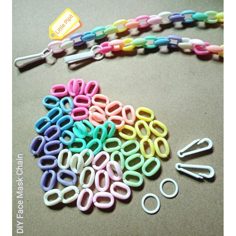 Summer sales🔥 ห่วงโซ่​ พลาสติก​ สีพาสเทล​ โซ่​ DIY​ 11x16 ชุดทำ​ สายคล้องหน้ากาก
