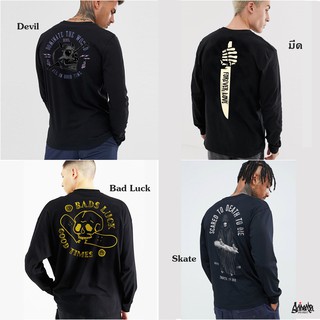 Just Say Bad ® เสื้อแขนยาว Devil, มีด, Bad Luck, Skate  (Long) สีดำ ลิขสิทธิ์แท้  TLS