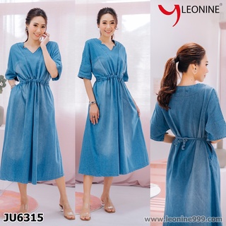 แม๊กซี่เดรสยีนส์ Maxi Dress jeans Leonine JU6305อ่อน แซกยีนส์ยาว  เดรสยีนส์ยาว เดรสยีนส์ ชุดยีนส์แฟชั่น ชุดเดรส