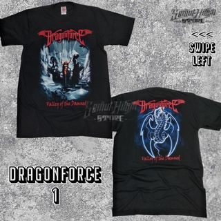 เสื้อยืดผ้าฝ้ายพิมพ์ลายแฟชั่น เสื้อยืด พิมพ์ลาย Dragonforce VALLEY OF THE DAMNED Builtup Music Band Power Rebel Heaven H