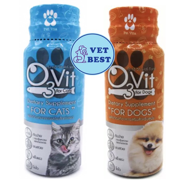 O3vit 50ml วิตามินบำรุง แมว/หมา ให้อ้วน ขนสวย แข็งแรง มีไลซีน เสริมภูมิ. 
