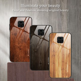 เคสโทรศัพท์ กระจก แบบแข็ง ขอบ TPU แบบนิ่ม ลายไม้เปลือกสำหรับ Redmi note8T 5 6 7 8 5pro note6pro note7pro note8PRO note9S 9notePRO