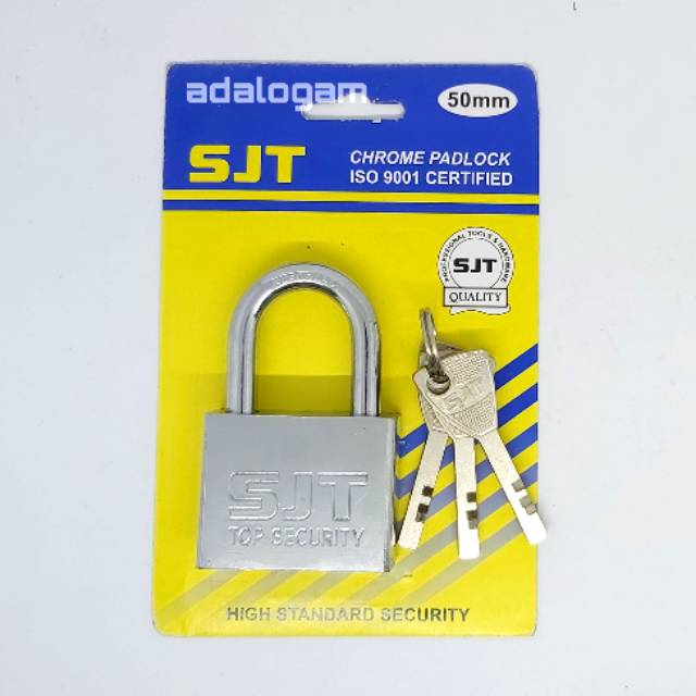 SJT กุญแจคอสั้นชุบโครเมียมขนาด 50 มม. พร้อมคีย์สั้น 3 ปุ่ม