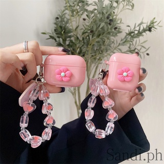 เคสหูฟัง TPU นิ่ม แบบใส กันตก ลายดอกไม้น่ารัก สีชมพู สําหรับ AirPods 1 2 3 Pro AirPods Pro2 AirPods 2 AirPods 3