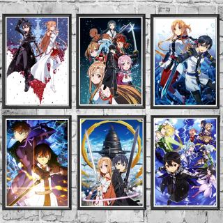 โปสเตอร์กระดาษ สีขาว ลายอนิเมะ Sword Art Online SAO คุณภาพดี สไตล์ญี่ปุ่น สําหรับตกแต่งผนังบ้าน บาร์