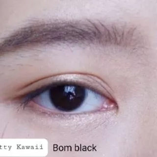 💖 Kitty kawaii ๑ สีดำ black mini Bom สายตา -00 ถึง -1000 Contactlens บิ๊กอาย คอนแทคเลนส์ ราคาถูก แถมตลับฟรี.